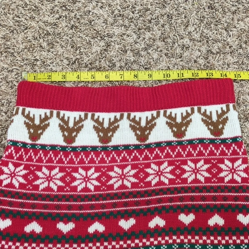 Forever 21 red brown festive Christmas reindeer knit mini skirt